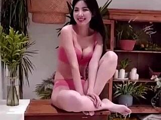 korean bikini model poses sexy during her steamy photoshoot session.