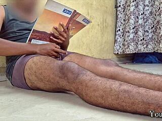 horny indian stepmom catches stepson stroking to milf porn pov