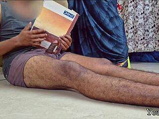 horny indian stepmom catches stepson stroking to milf porn pov