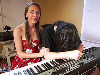 brunette coed cloe deepthroats then gets doggystyle facial jizz!