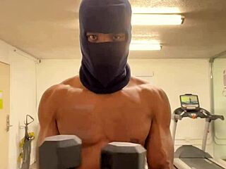 skinny bodybuilder works out neck outdoors for california college ladies