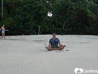 beach meditation turns into homemade amateur blowjob sucking session