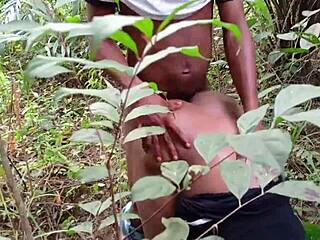 fucking that black fat hairy bbw pussy deep doggystyle in the bush monster cock