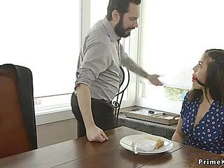 he dominates wife's throat then pounds her bound stepsister slave too