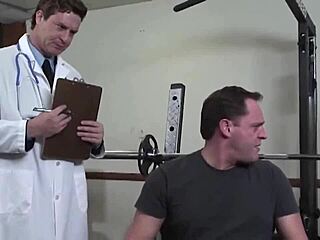 blonde nurse glasses flirts with doctor after patient care