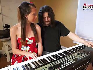 brunette coed cloe deepthroats then gets doggystyle facial jizz!