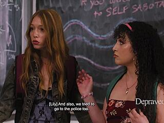 teacher tempts lesbian couple into steamy threesome classroom doggystyle deal