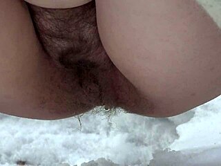 i challenge golden shower fetish on frosty winter day hairy pussy contest