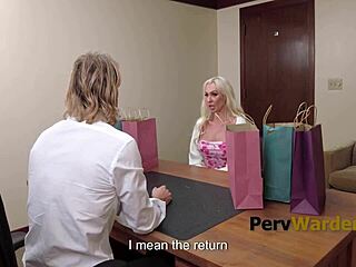 Blonde Russian Cougar Anna Colba Titty Fucks Ryan Mclane In Garage To Keep Job