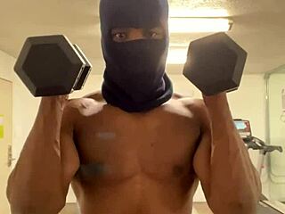 skinny bodybuilder works out neck outdoors for california college ladies