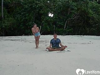 beach meditation turns into homemade amateur blowjob sucking session