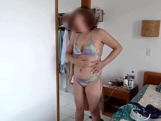 stepson strokes endlessly to my bikini body right on the beach