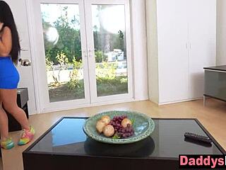 stepdaughter's grounded so she drops to her knees and blows stepdad's cock pov style