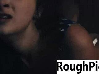 Rough public fuck hits this babe hard outdoors!