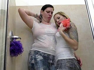 Hey those mouthwatering busty tall lesbians kissing wet pussies look drenched
