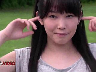 naughty yui kasugano tests japanese dildo outdoors