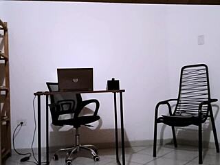 Secretary Masturbates Then Bareback Fucks Client On Desk In Office Roleplay