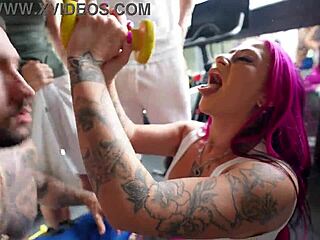 Gym Gangbang: Redhead Milf Double Penetrated By Four Cocks
