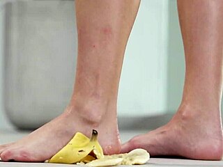 petite brunette crushes fruits barefoot and in high heels 4k fetish