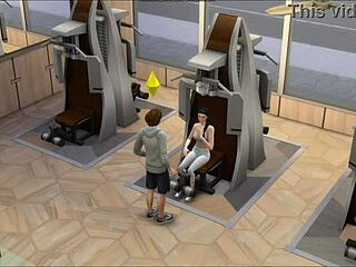 sims banging hard in gym sauna public fuck 😏💦