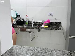 that busty maid teases her boss hiding voyeur style!