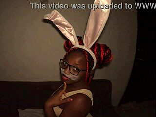 first time nerdy ebony bunny ears slut sucks sloppy big dick in living room jhodez1?
