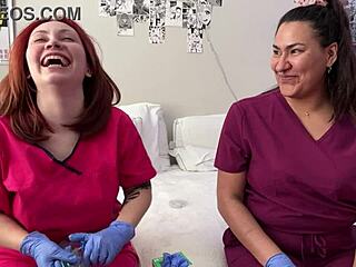nurses get handsy exploring patient equipment in hospital fetish play