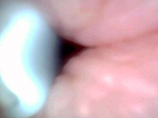 Endoscope views close-up male ejaculation inside