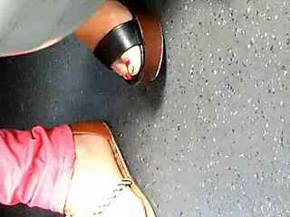 mature feet in wedges look so candid 😍 hidden fun!