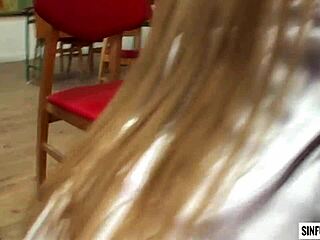 blonde bibi noel takes ass fuck and dp in classroom with cum everywhere - scene 3