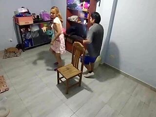 Hidden Cam Catches Stepsister Fucked Doggy on Birthday Chair
