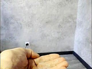 stepmom milks my huge cock dry with morning squirting handjob