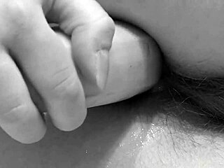 milf stuffs banana up hairy pussy ass on floor