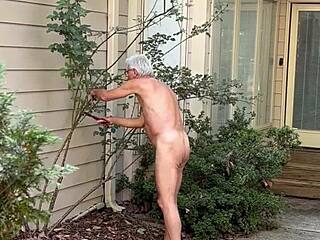 nakedman15 strips down for casual garden tending part 2