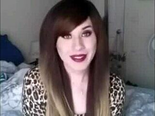 GORGEOUS TS STROKES HUGE COCK TO MASSIVE CUMSHOT ON WEBCAM
