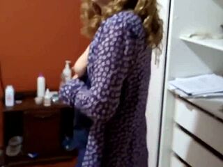 i tease my big ass while stepson jerks and cums watching