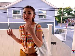 Tiny Brunette Wendy Gags On Dick With Big Eyes Before Pounding