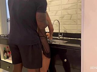 Gym stud finds brazilian milf kitchen fucks huge tits pussy doggy