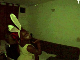 first time nerdy ebony bunny ears slut sucks sloppy big dick in living room jhodez1?