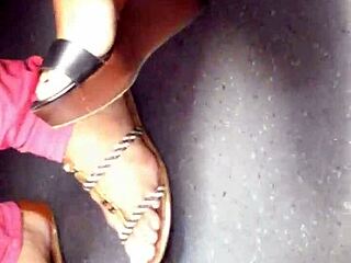 mature feet in wedges look so candid 😍 hidden fun!