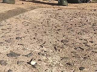 Steppy Grabs Legs Short No Panties Beach Creampie Orgasm!