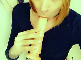 sexy shemale slut craves cock on knees
