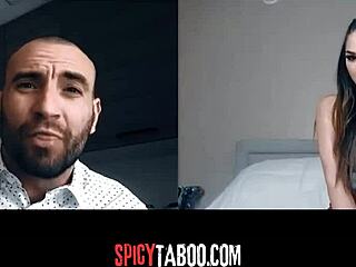 naughty stepdaughter teases stepdad with horny webcam masturbation call