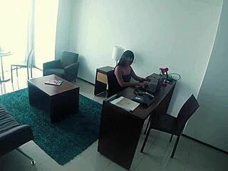 Malefikas' boss bends secretary over desk for intense latina fucking facial