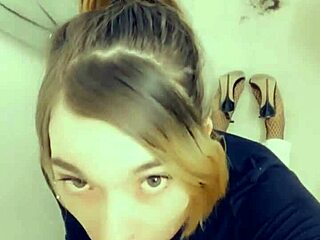 sexy shemale slut craves cock on knees