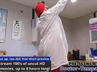 Dr Tampa examines Aria Nicole's shaved pussy with vibrator backstage!