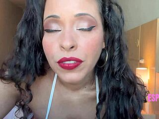 petite latina brunette in lingerie flashes small tits ass for fans