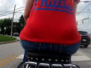 big ass biker wife flashes curves on motorcycle gopro ride pt 1