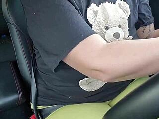 I'm driving around with my huge tits bouncing out free
