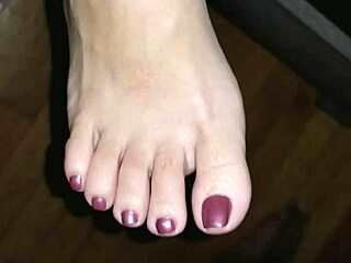 her creamy toes blast thick cum in footjob fetish